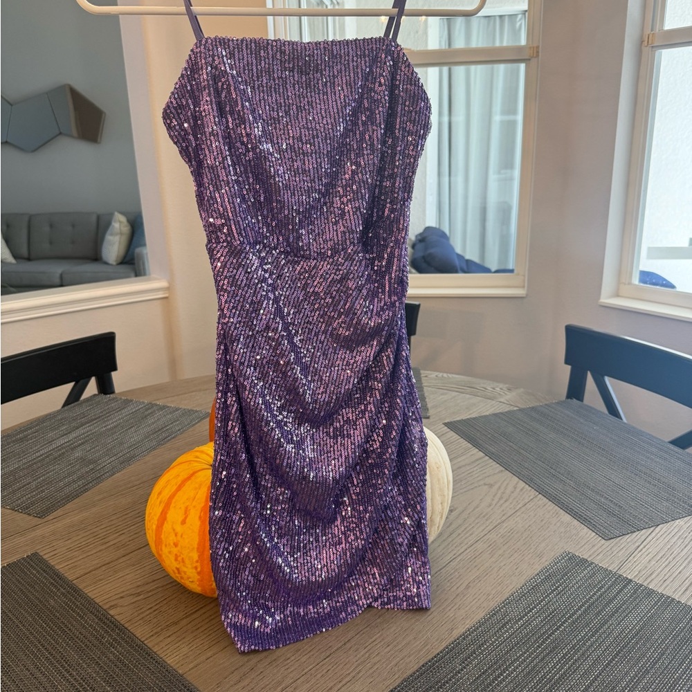 Honey and Rosie Purple Sequin Mini Dress